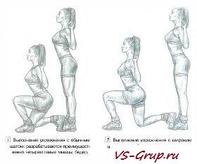 Выпады со штангой на плечах